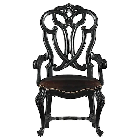 Messalina's Blessings Upholstered Scroll Back Arm Chair